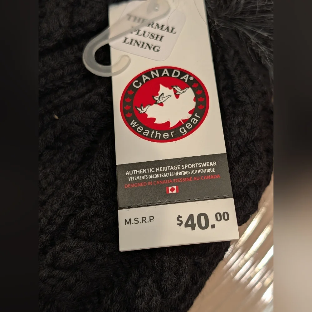 Canada Weather Gear Black Knit Hat NWT